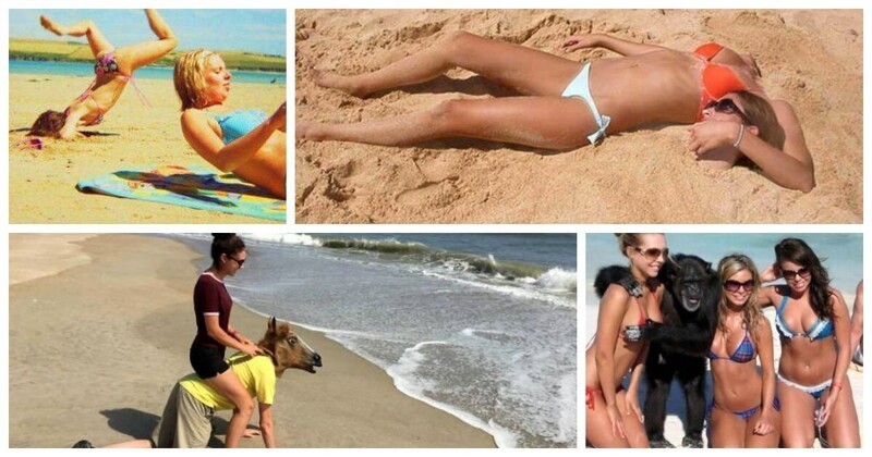 Приколы девушек на пляже (72 фото + 1 видео)