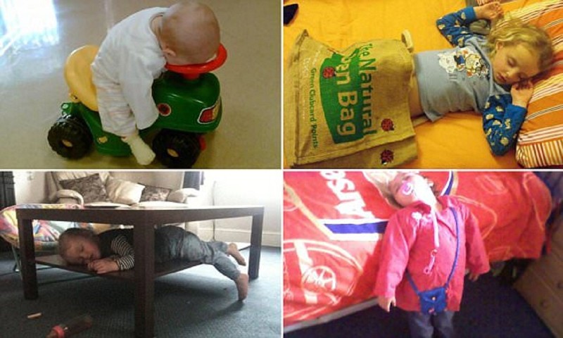 Самые странные места, в которых засыпают дети (8 фото)