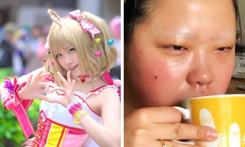 Японские косплееры устроили флешмоб и показали, как выглядят в образе и в обычной жизни (19 фото)